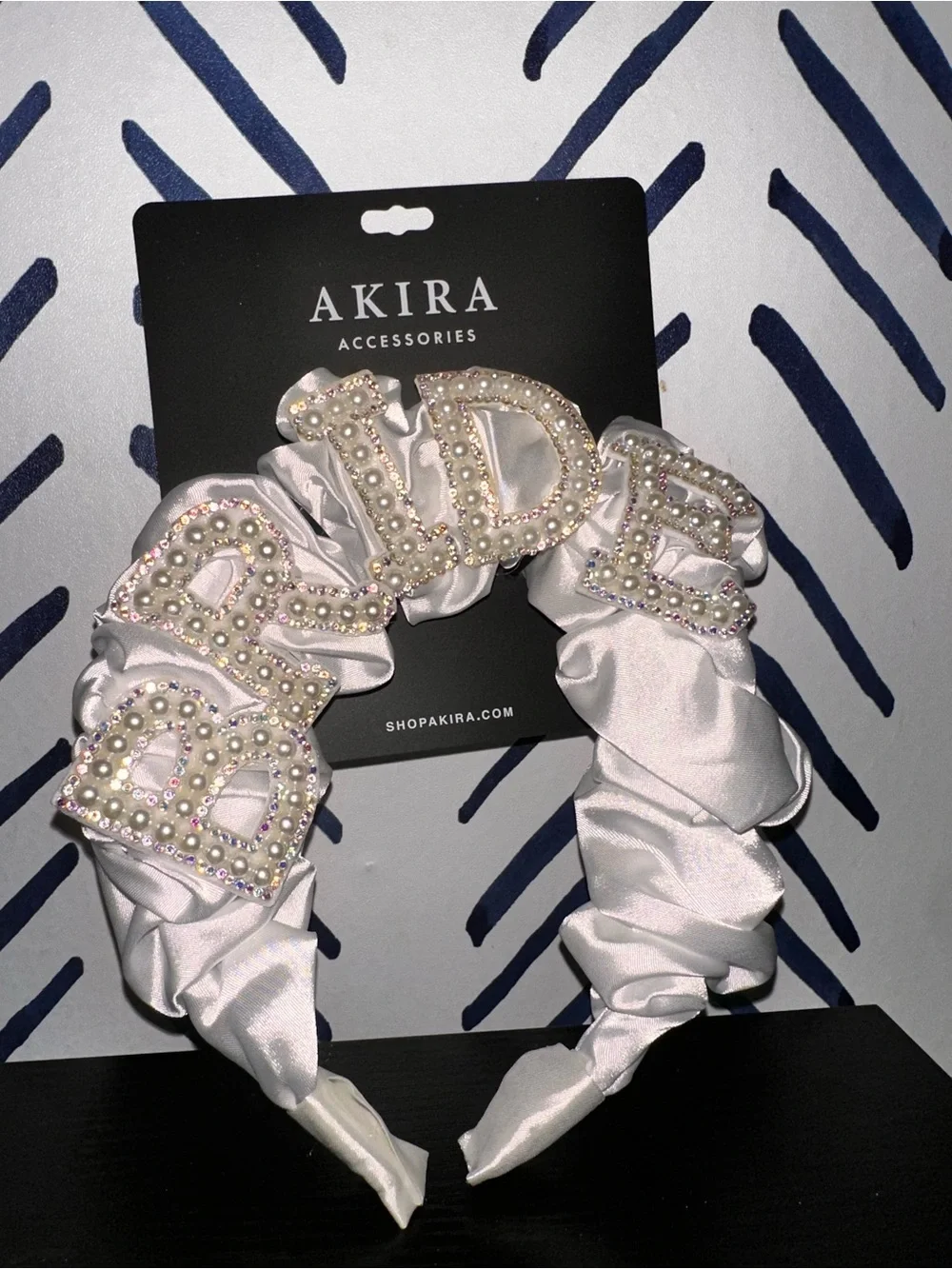 White 'BRIDE' Satin Headband